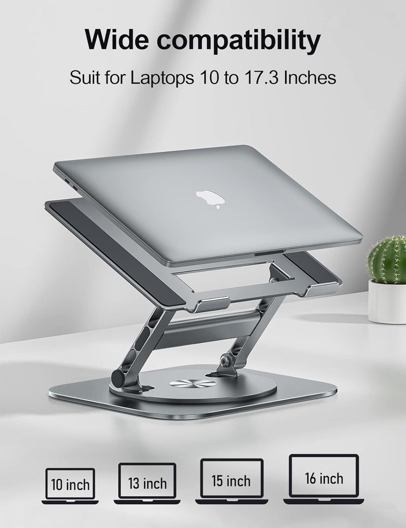 MCHOSE Laptop Stand, 360 Swivel Aluminum Computer Stand Ergonomic Laptop Riser Notebook Holder Compatible with 17 inch MacBook Air Pro, Dell XPS, HP, Lenovo More Laptops,Grey - Image 4